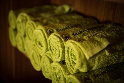 Towels in the larger massage room